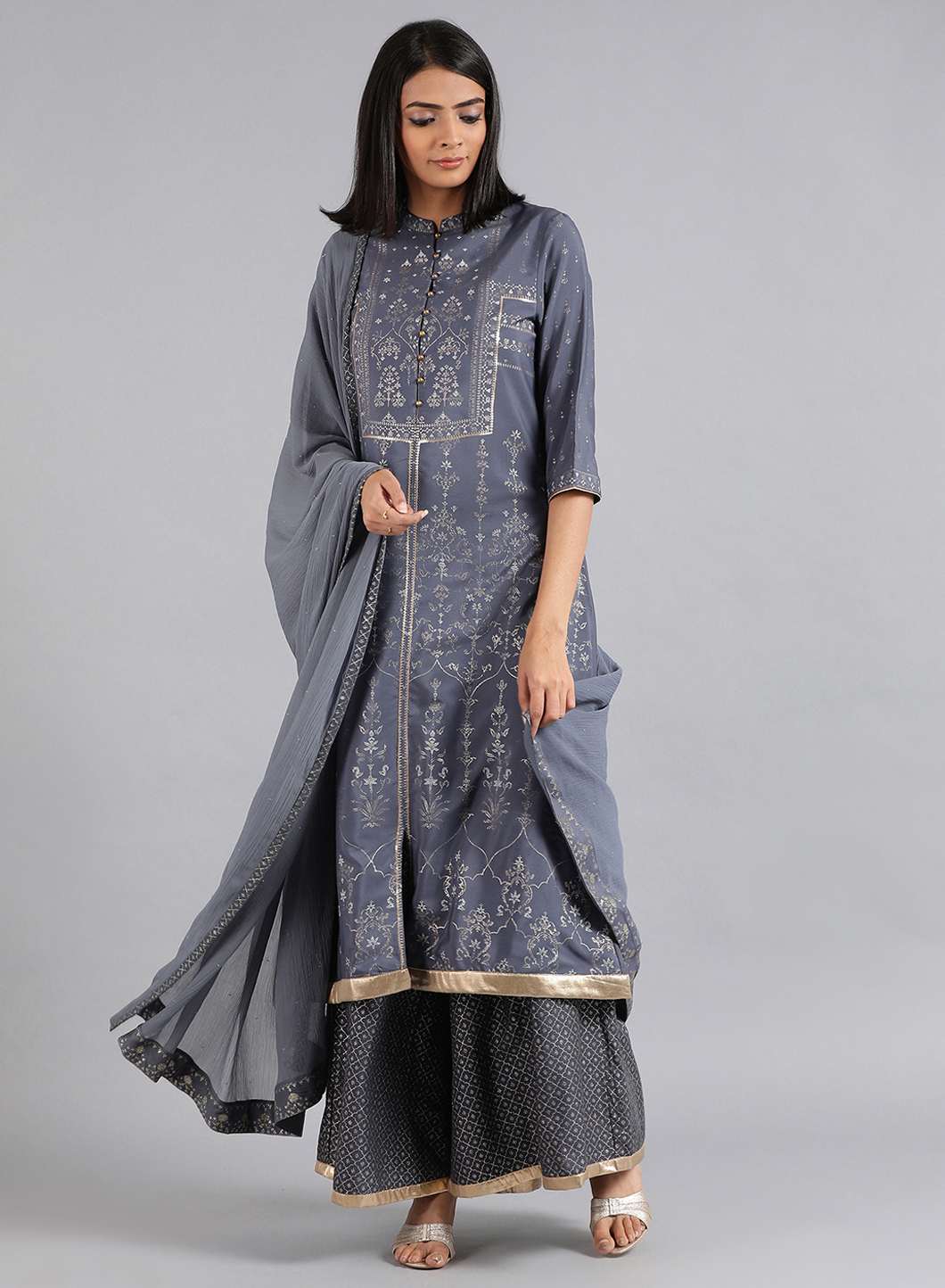 Grey Solid Dupatta