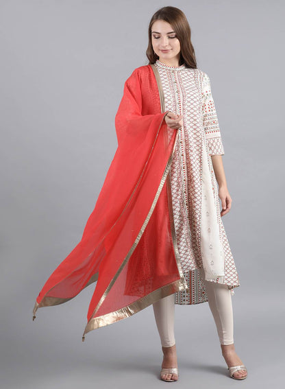 Red Solid Dupatta