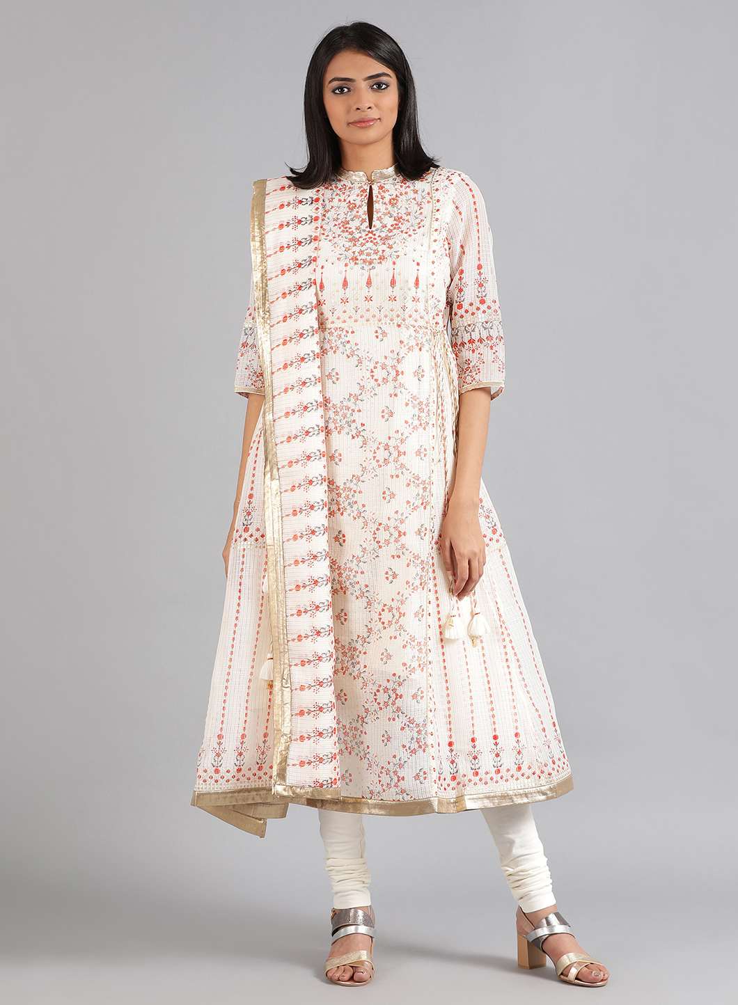 White Printed Dupatta