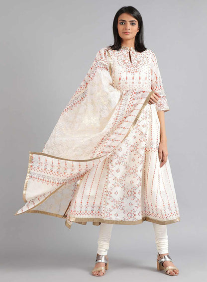 White Printed Dupatta