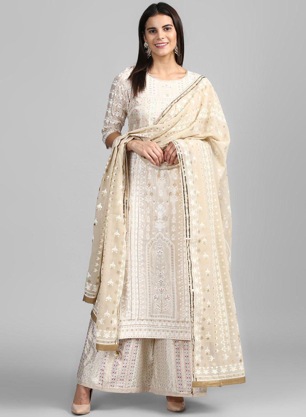 Off-White Printed Dupatta