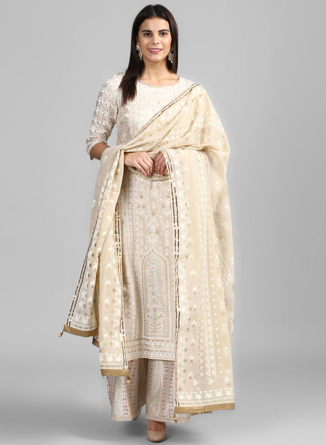 Off-White Printed Dupatta