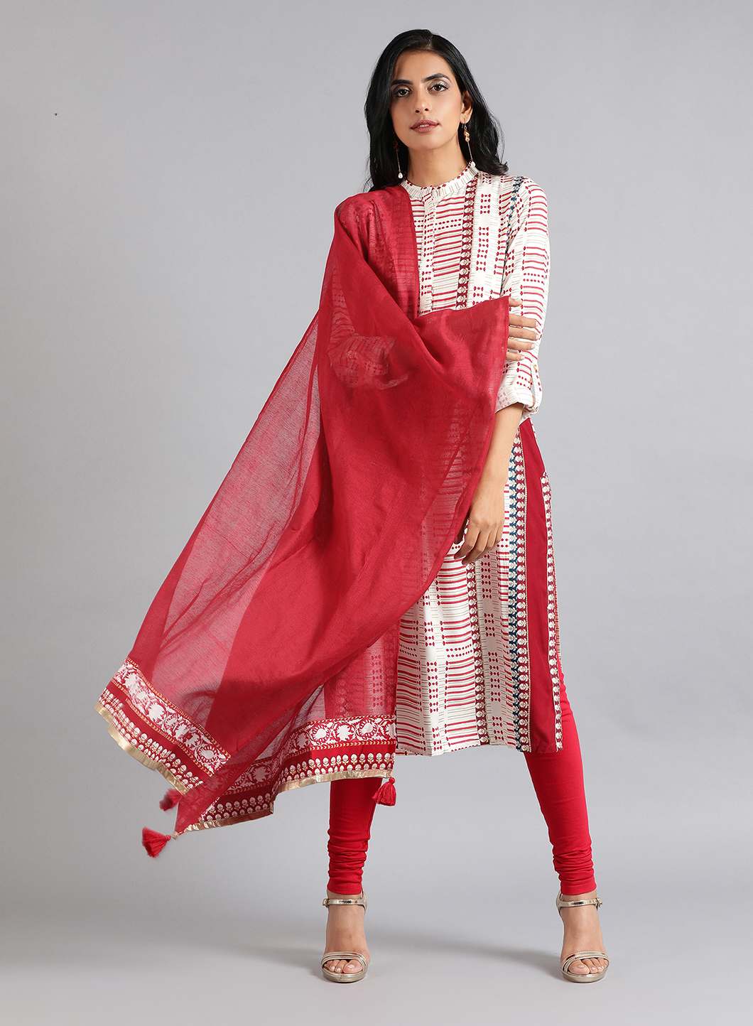 Red Solid Dupatta