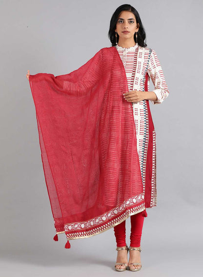 Red Solid Dupatta