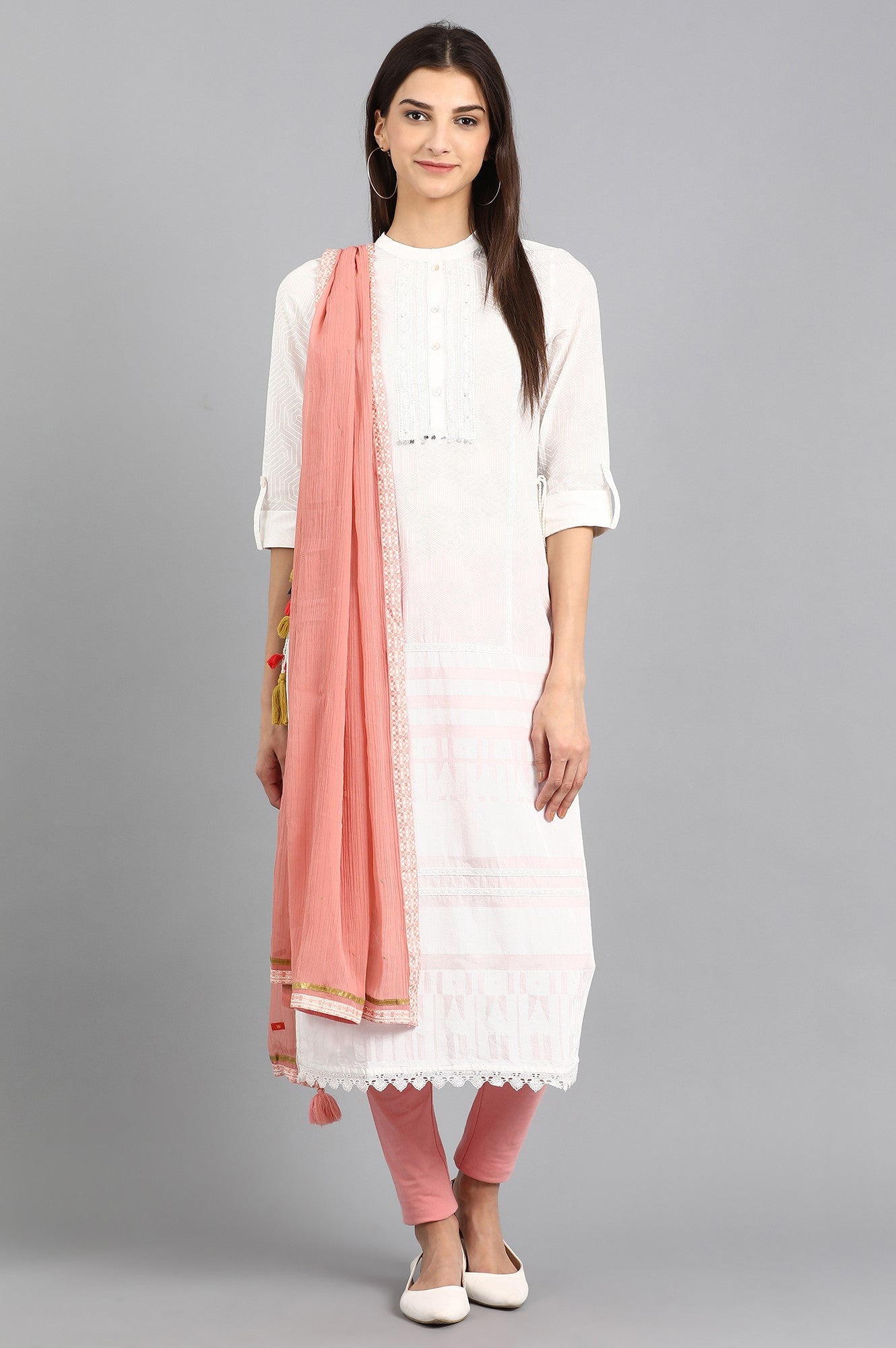 Pink Solid Dupatta