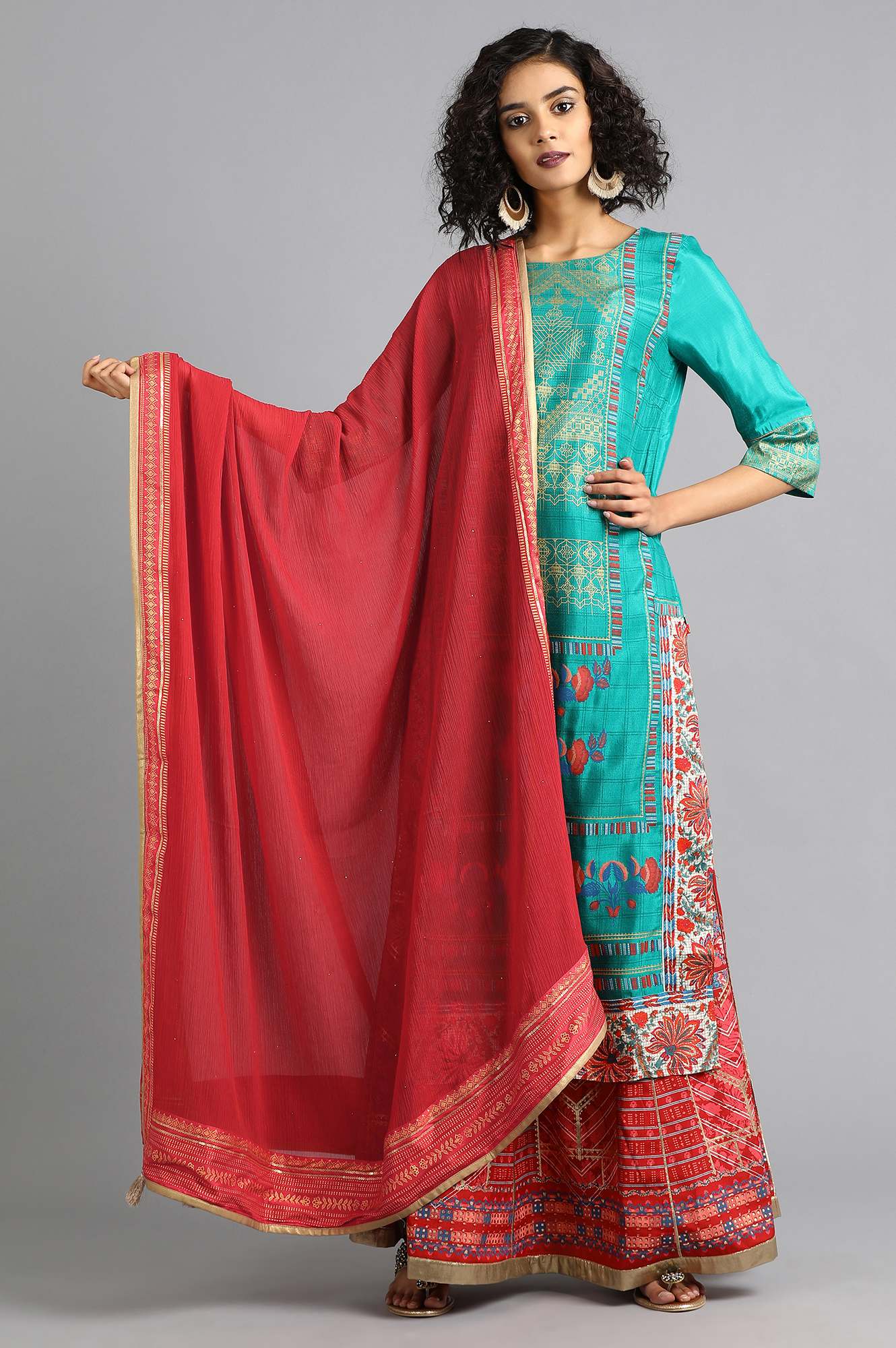 Red Solid Dupatta