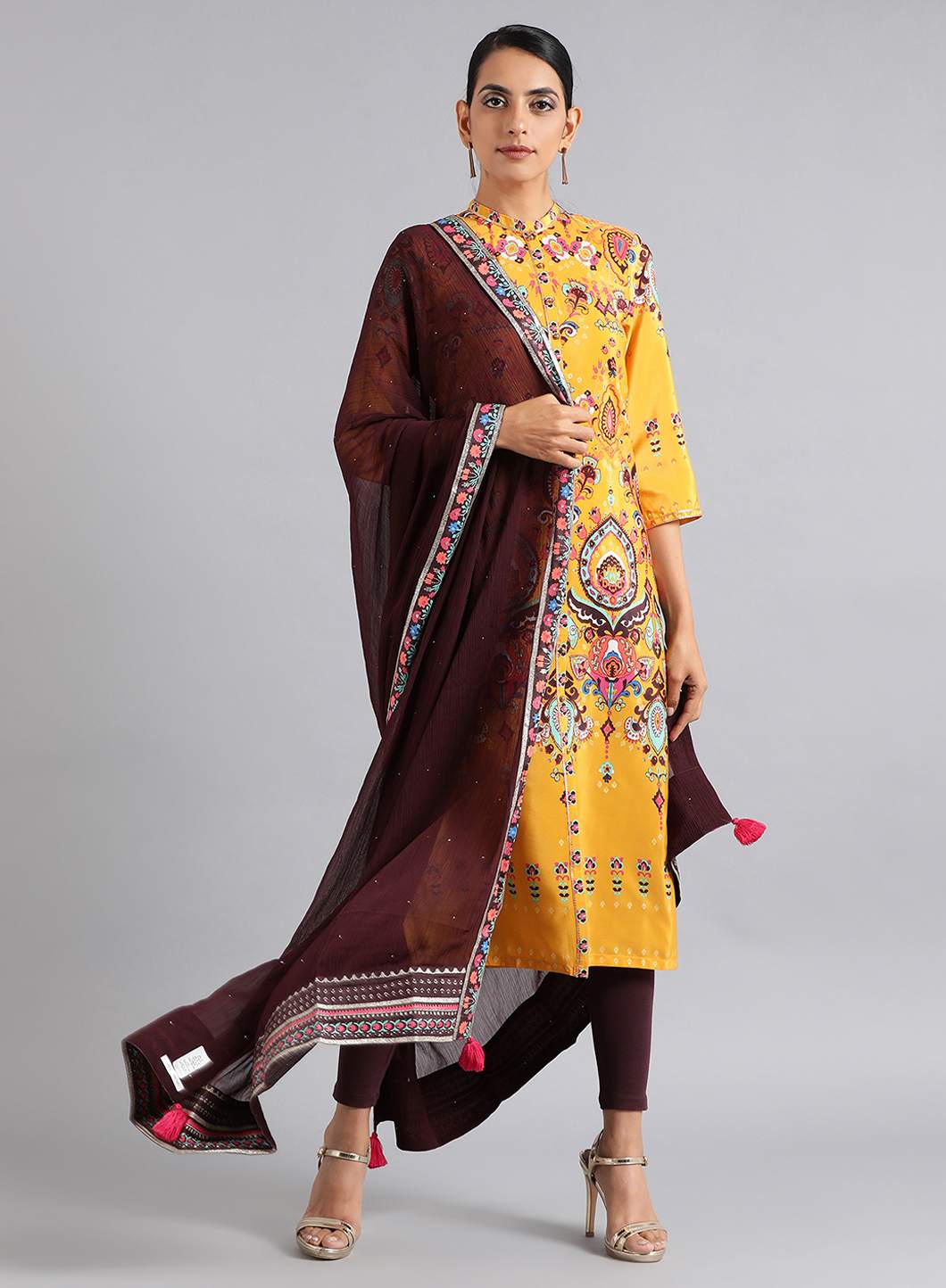 Wine Solid Dupatta