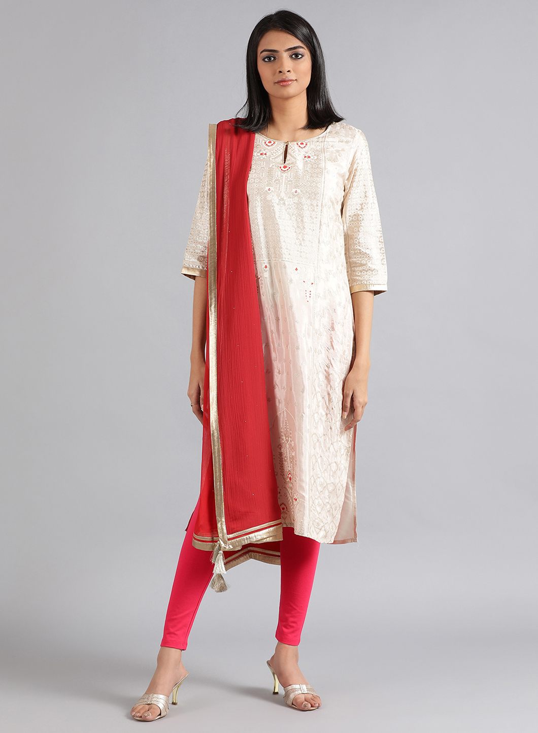 Red Solid Dupatta