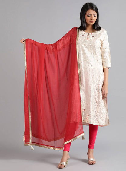 Red Solid Dupatta