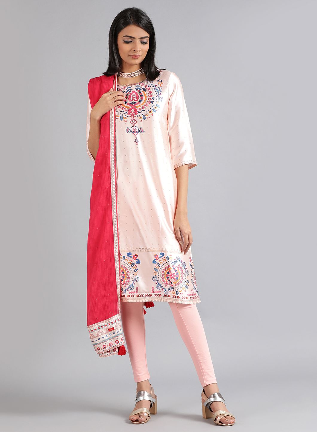 Pink Solid Dupatta