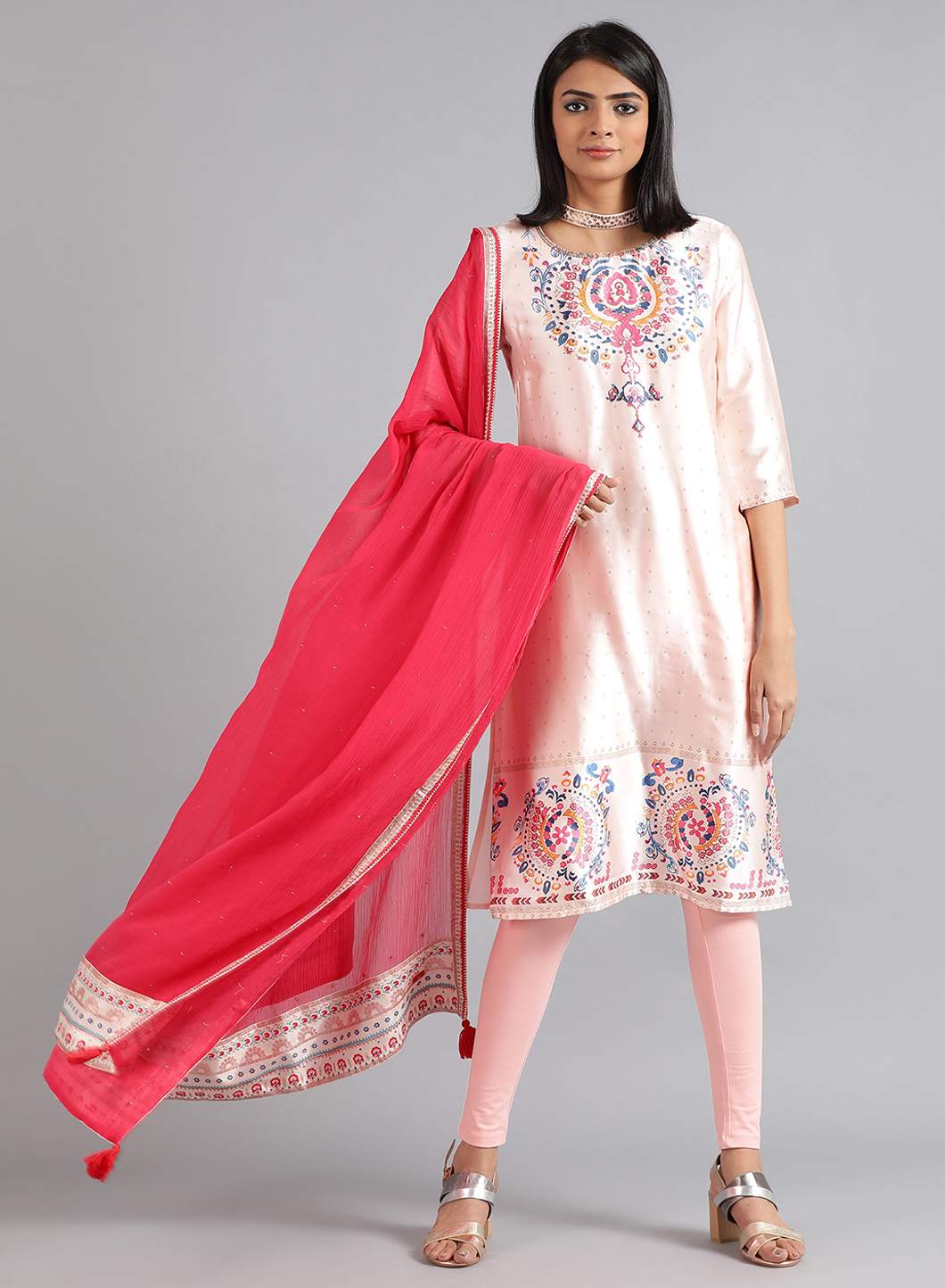 Pink Solid Dupatta