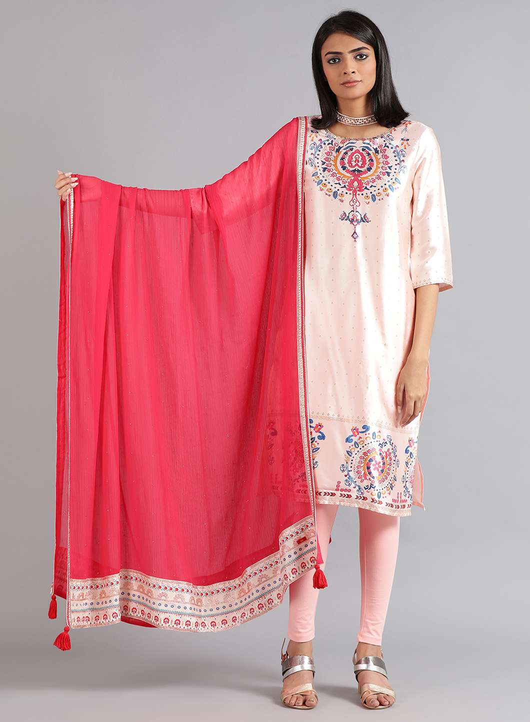 Pink Solid Dupatta