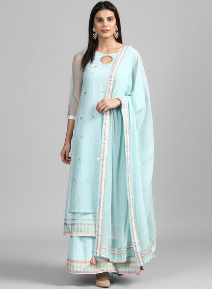 Blue Solid Dupatta