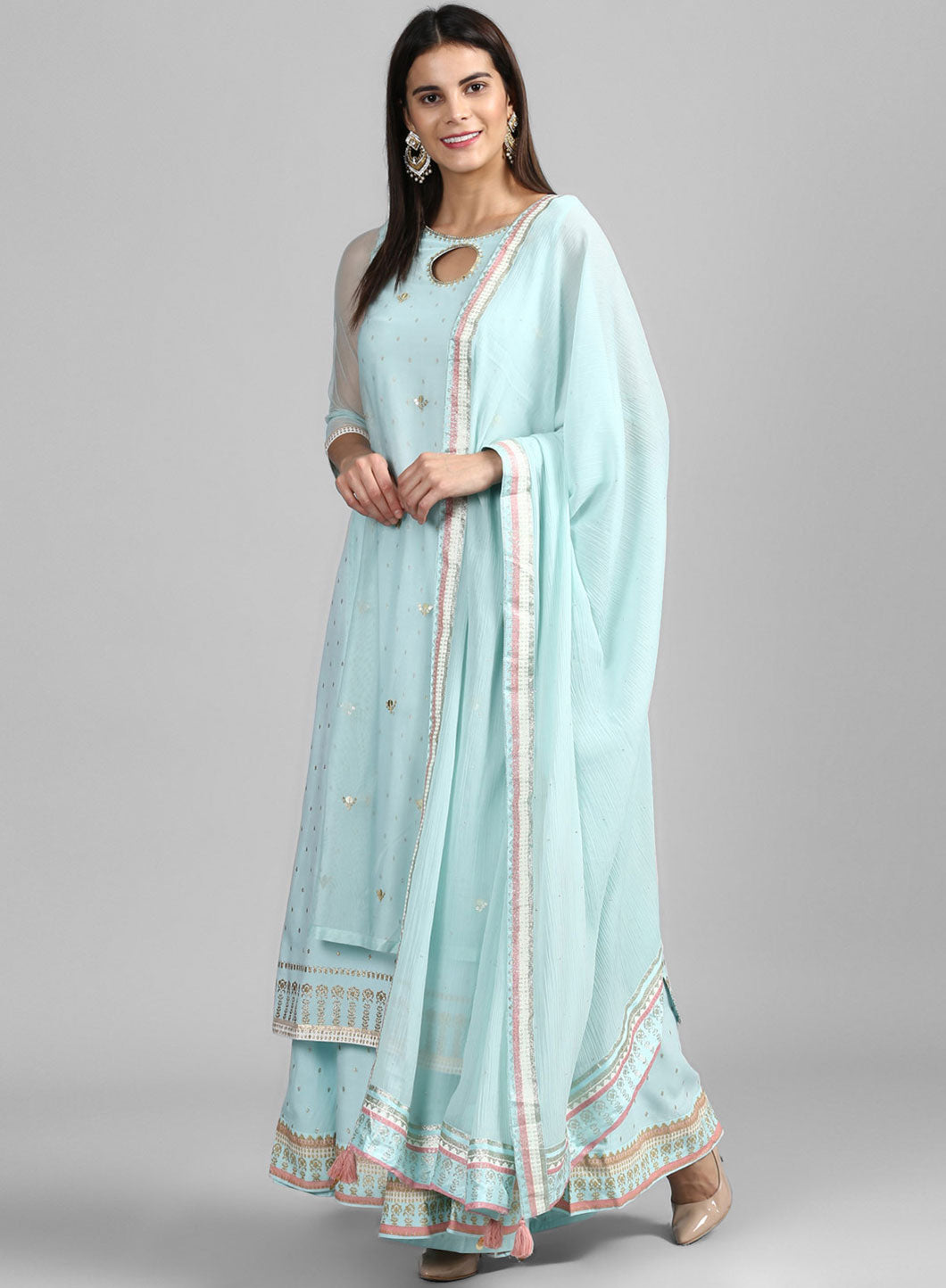 Blue Solid Dupatta