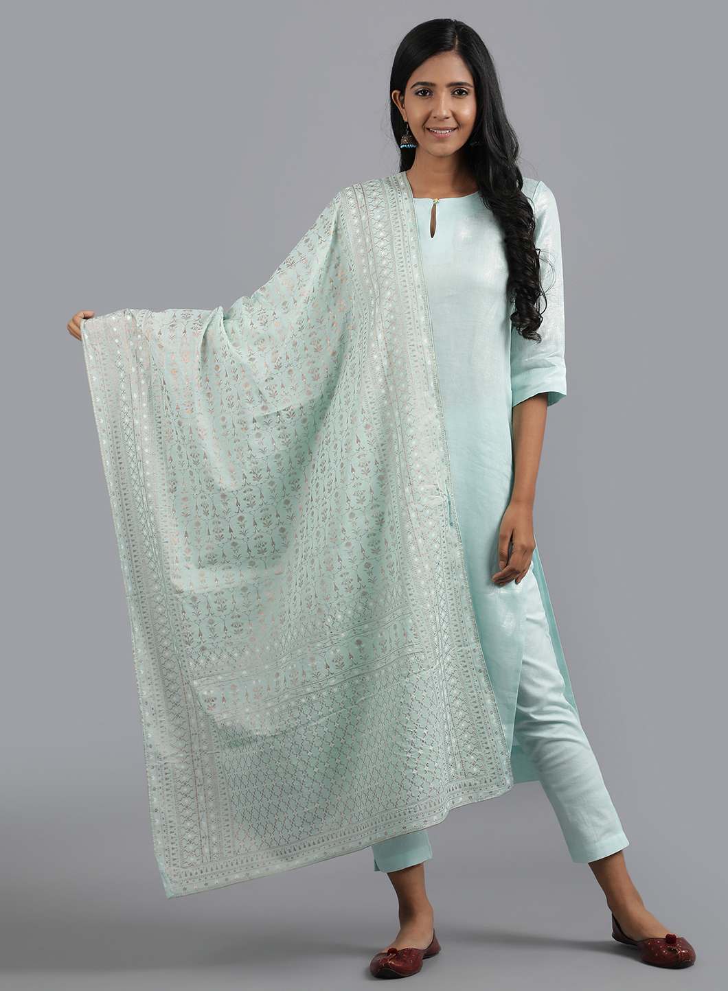 Blue Solid Dupatta