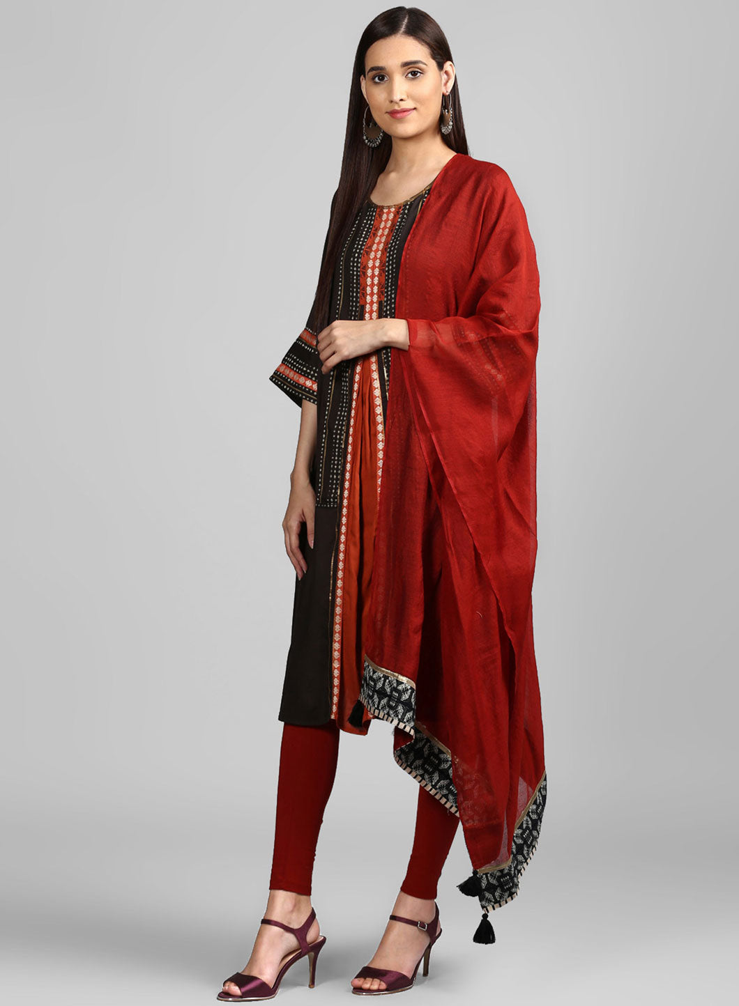 Orange Solid Dupatta