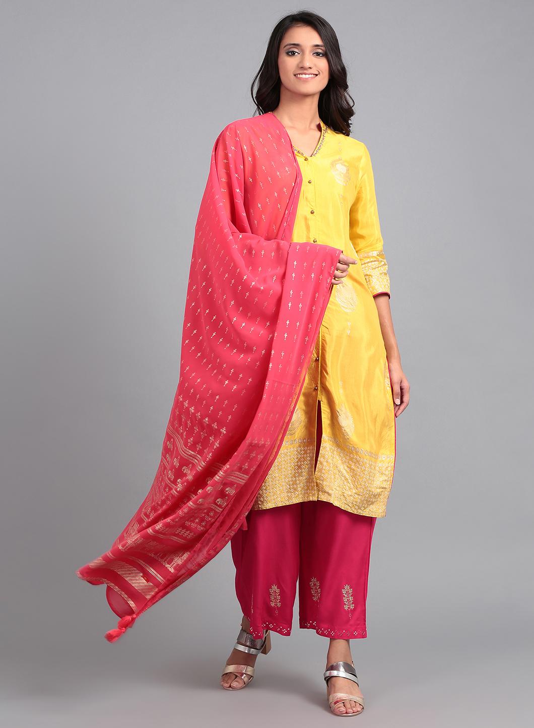 Pink Printed Dupatta