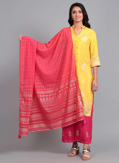 Pink Printed Dupatta