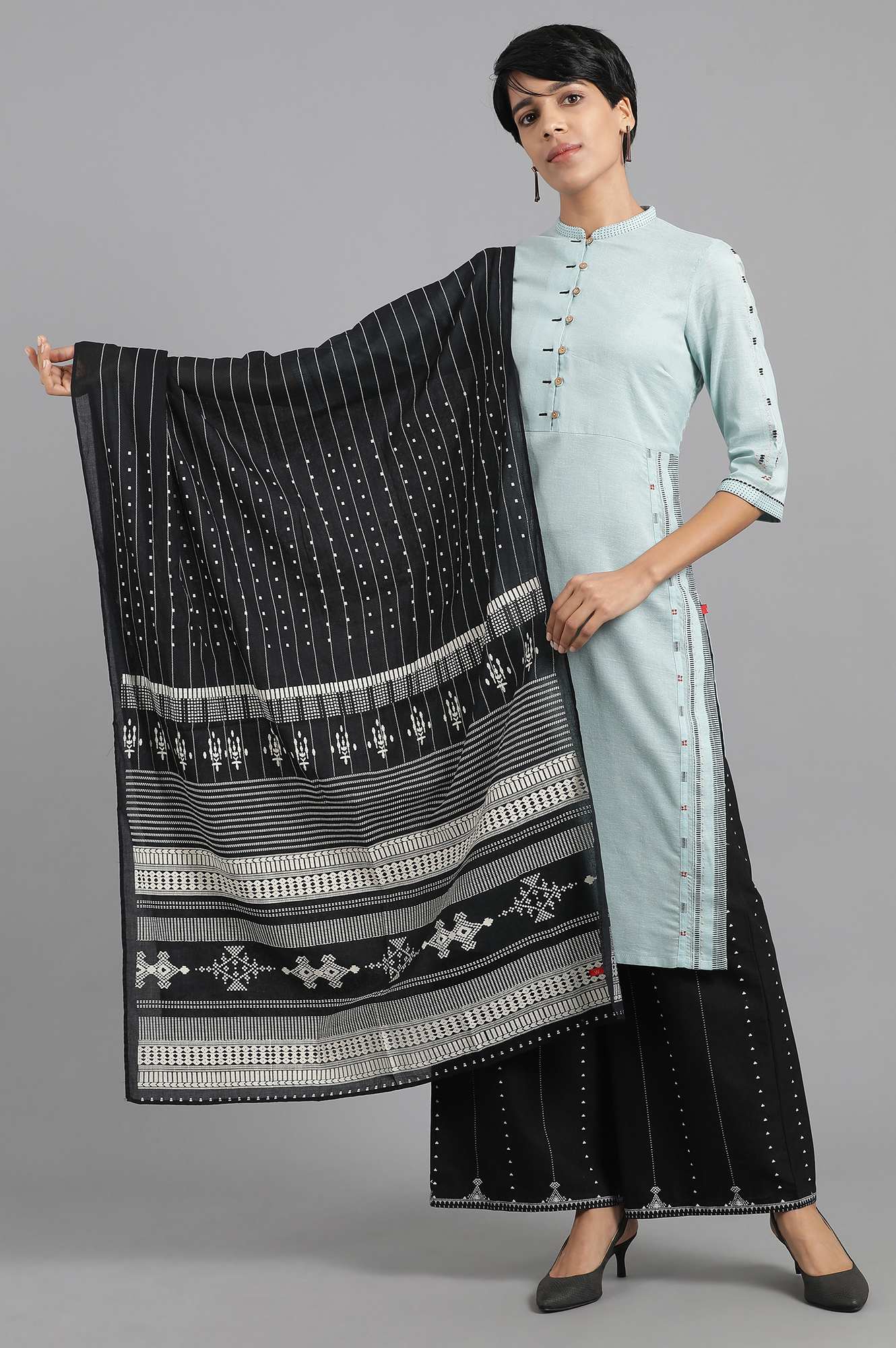 Black Voile Printed Drape