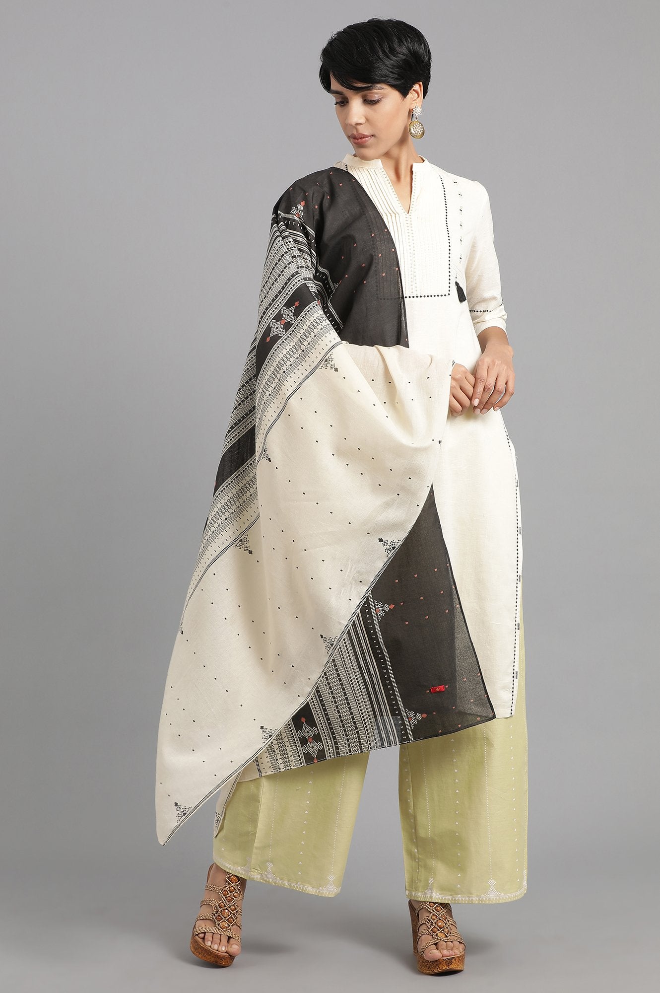 Black Voile Printed Drape