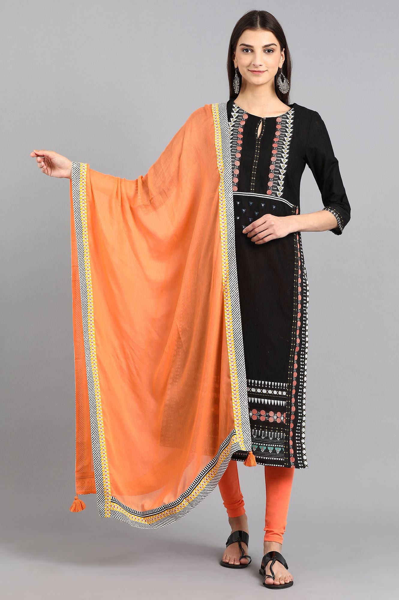 Orange Solid Dupatta