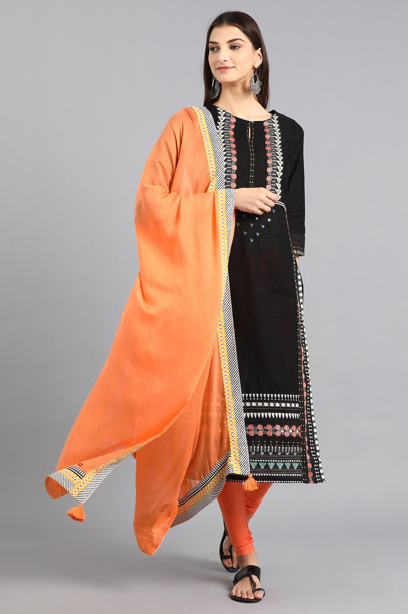 Orange Solid Dupatta