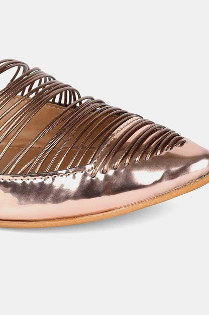 Rose Gold Pointed Toe Mettalic Flat - wforwoman