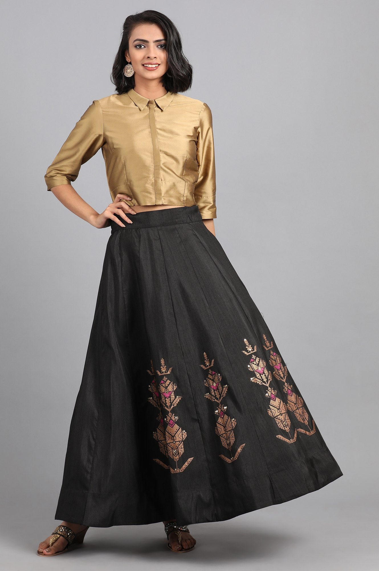 Gold &amp; Black kurta Set