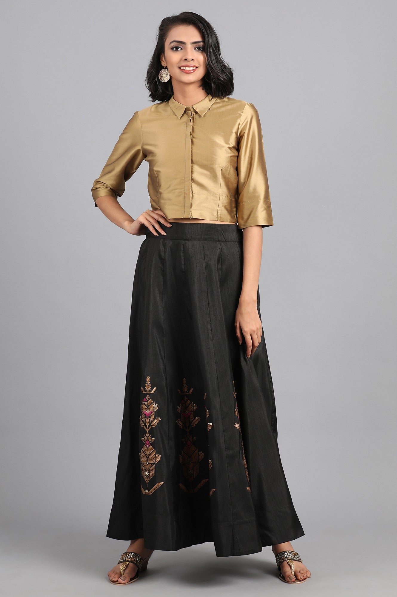 Gold &amp; Black kurta Set