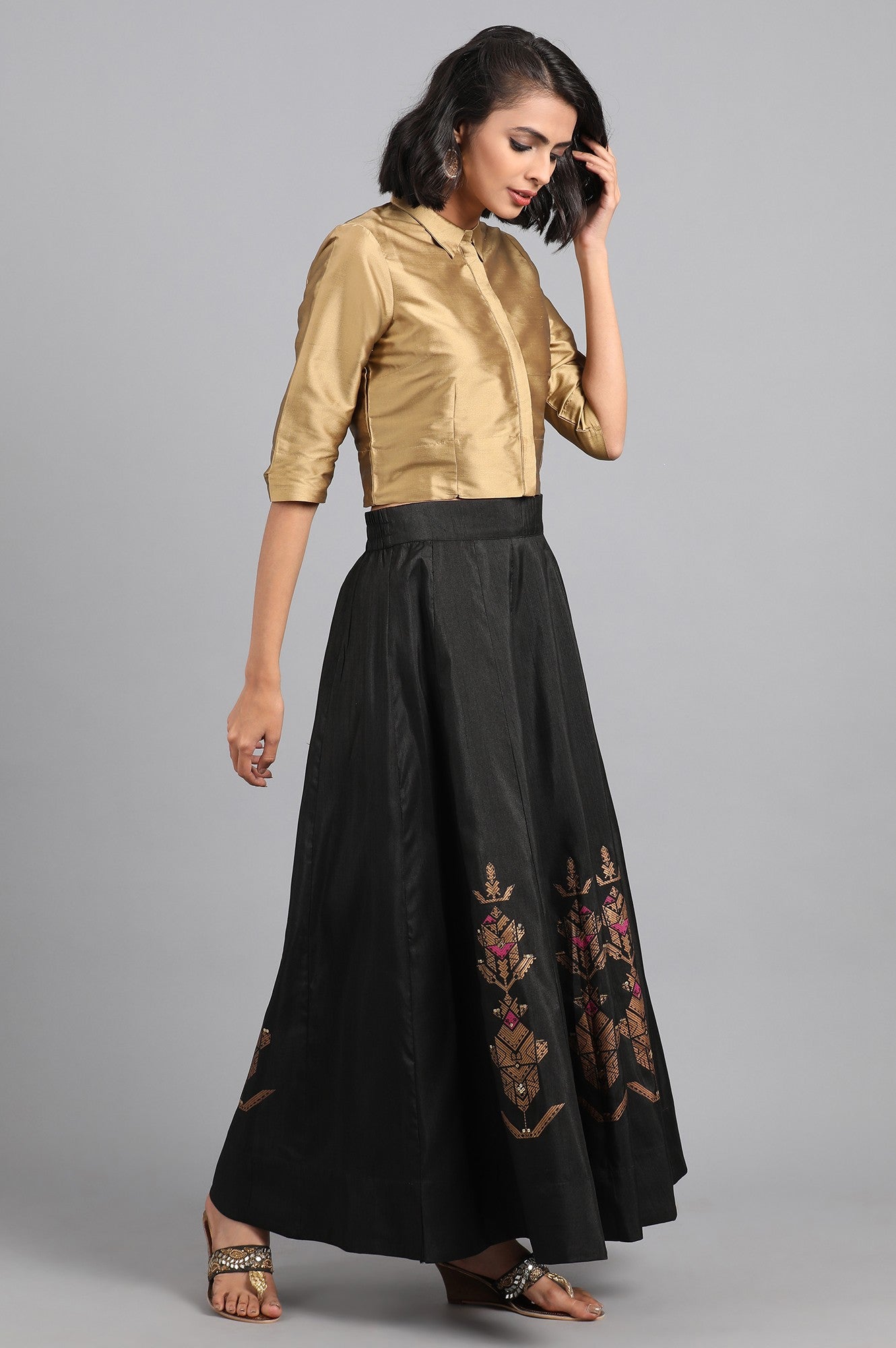 Gold &amp; Black kurta Set