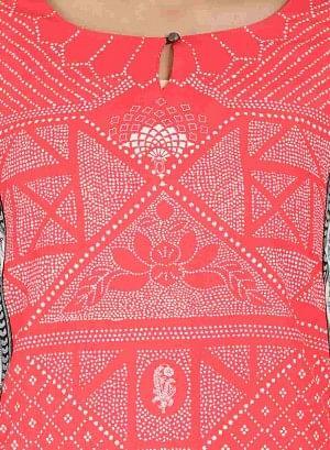 Black &amp; Coral Traditional Print kurta - wforwoman