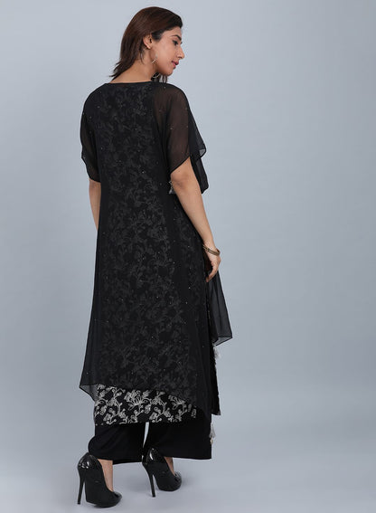 Black Round Neck Sleeveless kurta