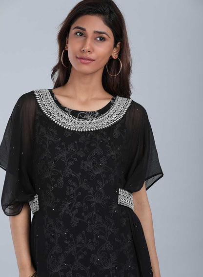 Black Round Neck Sleeveless kurta