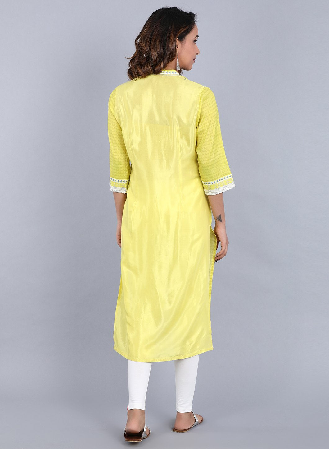 Green Mandarin Neck Printed kurta