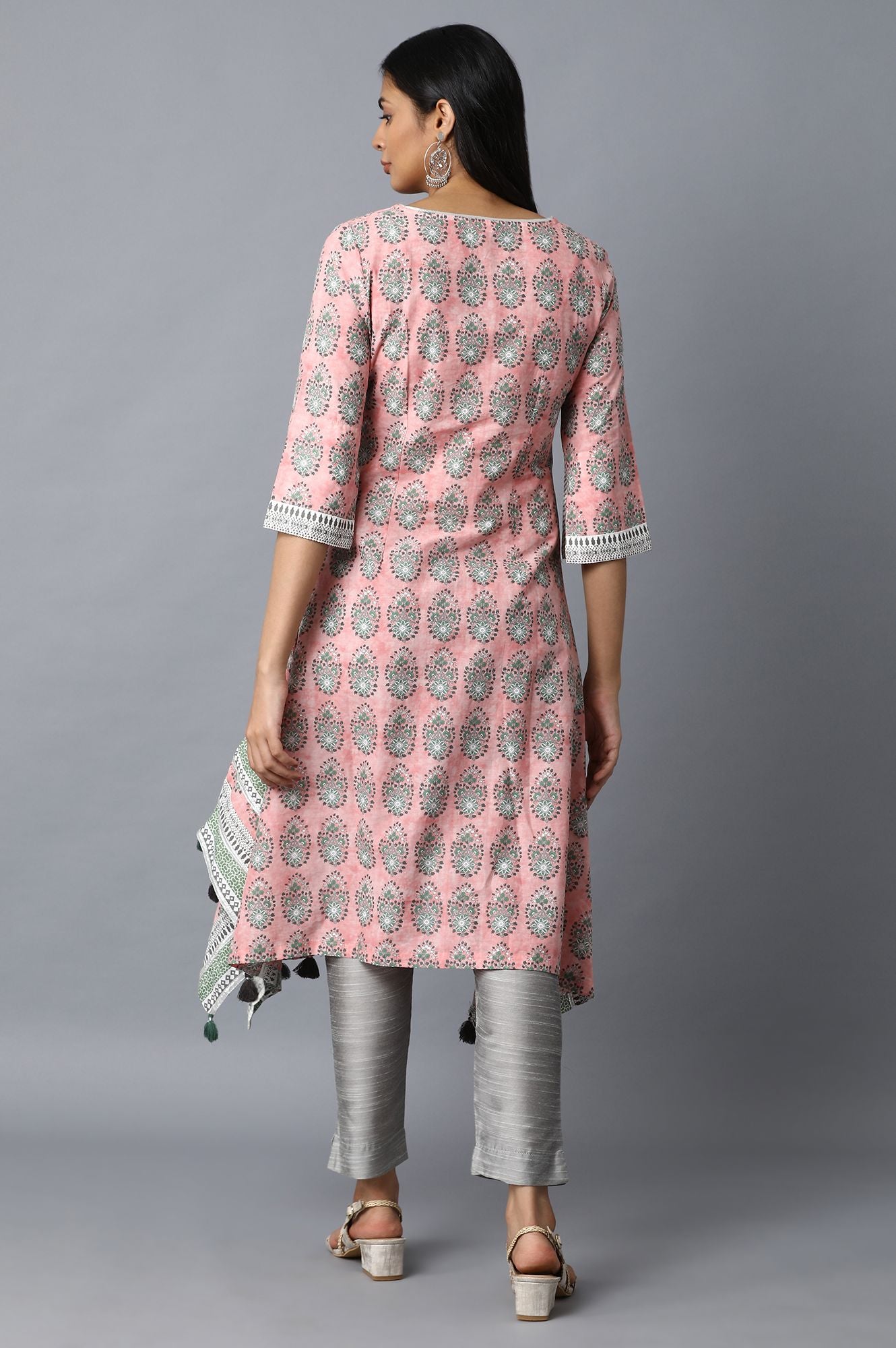 Pink Printed A-Line kurta