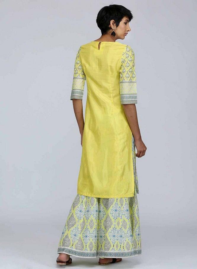 Green Round Neck Printed kurta - wforwoman