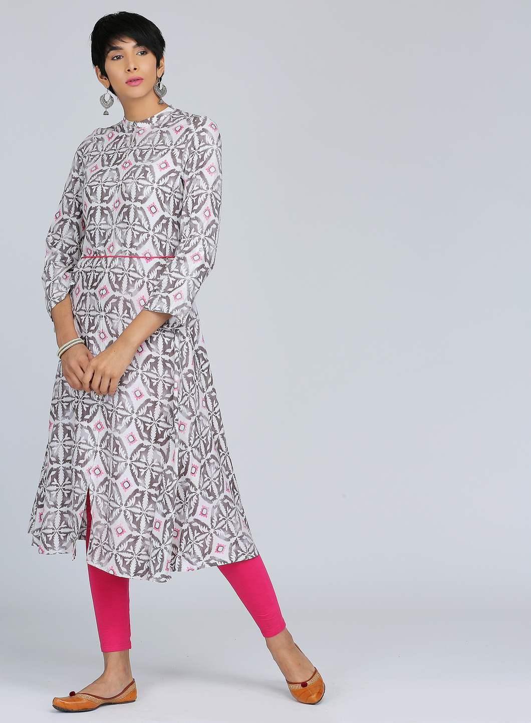 White Sleeveless Printed kurta - wforwoman