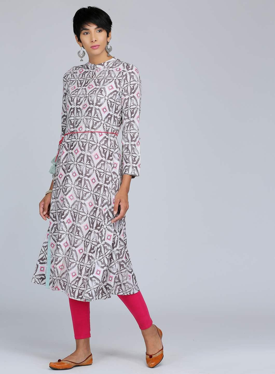 White Sleeveless Printed kurta - wforwoman