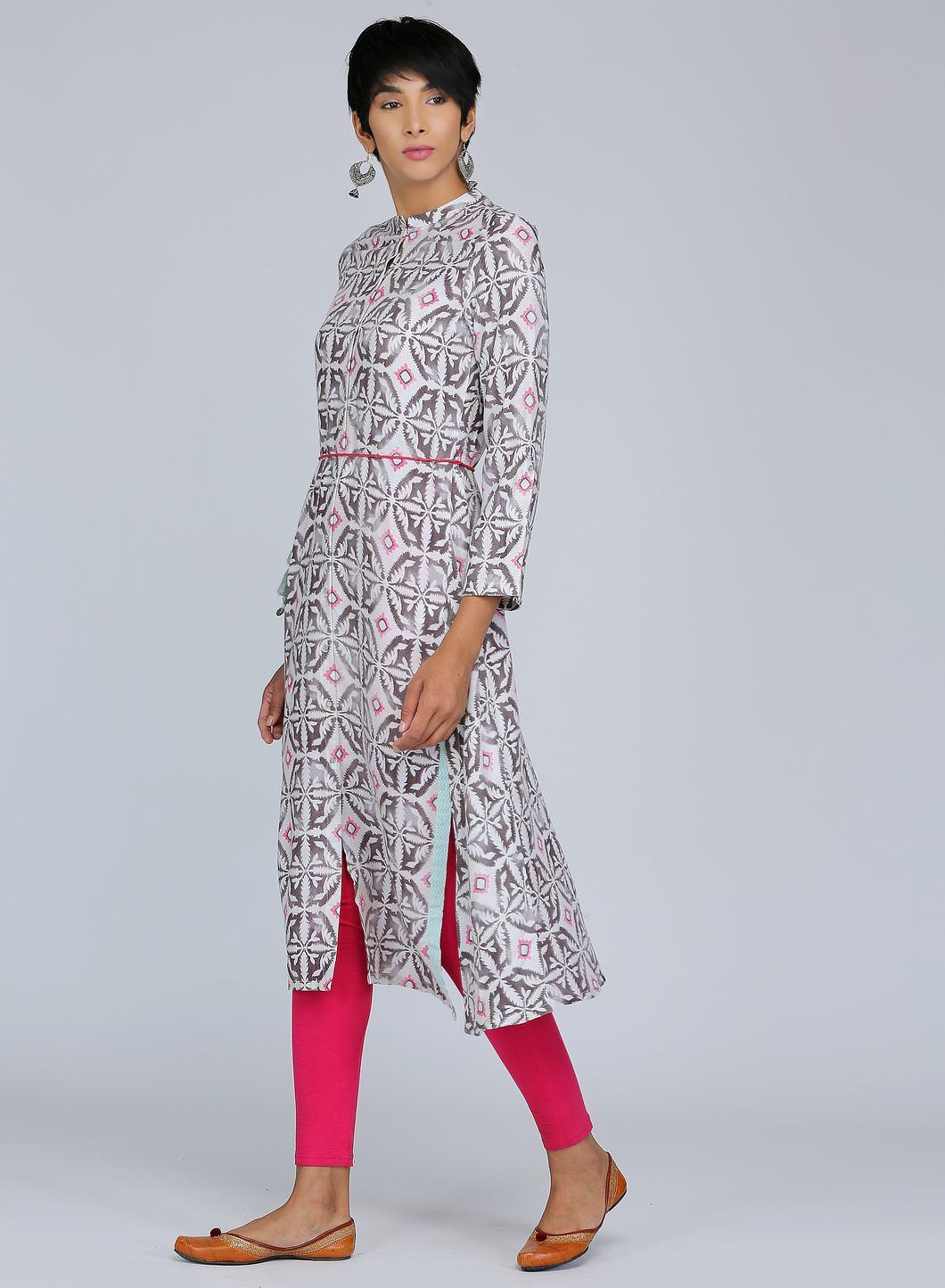 White Sleeveless Printed kurta - wforwoman