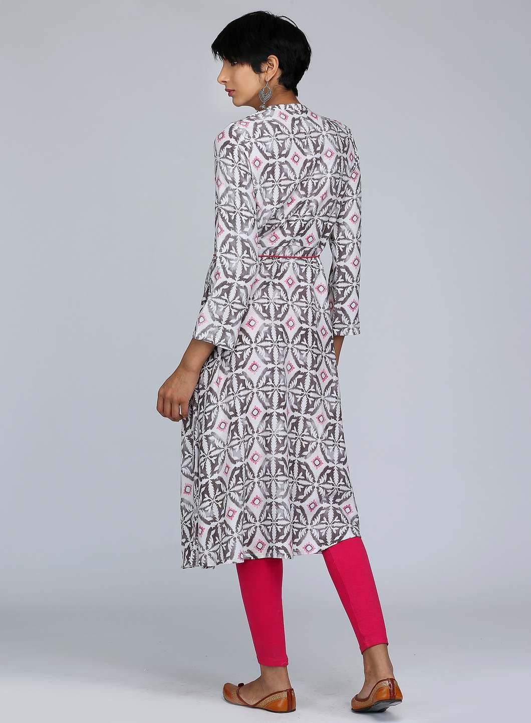 White Sleeveless Printed kurta - wforwoman