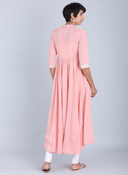 Pink Mandarin Neck kurta - wforwoman