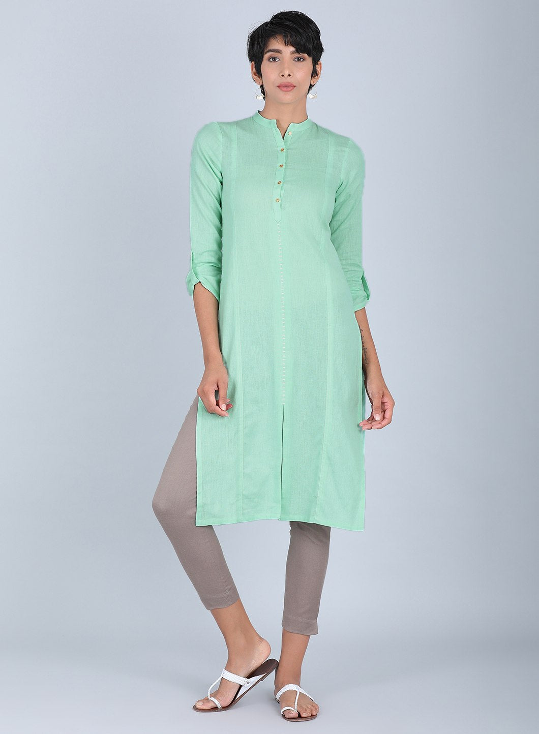 Green Mandarin Neck kurta