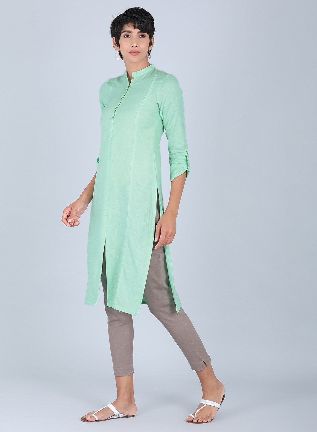 Green Mandarin Neck kurta