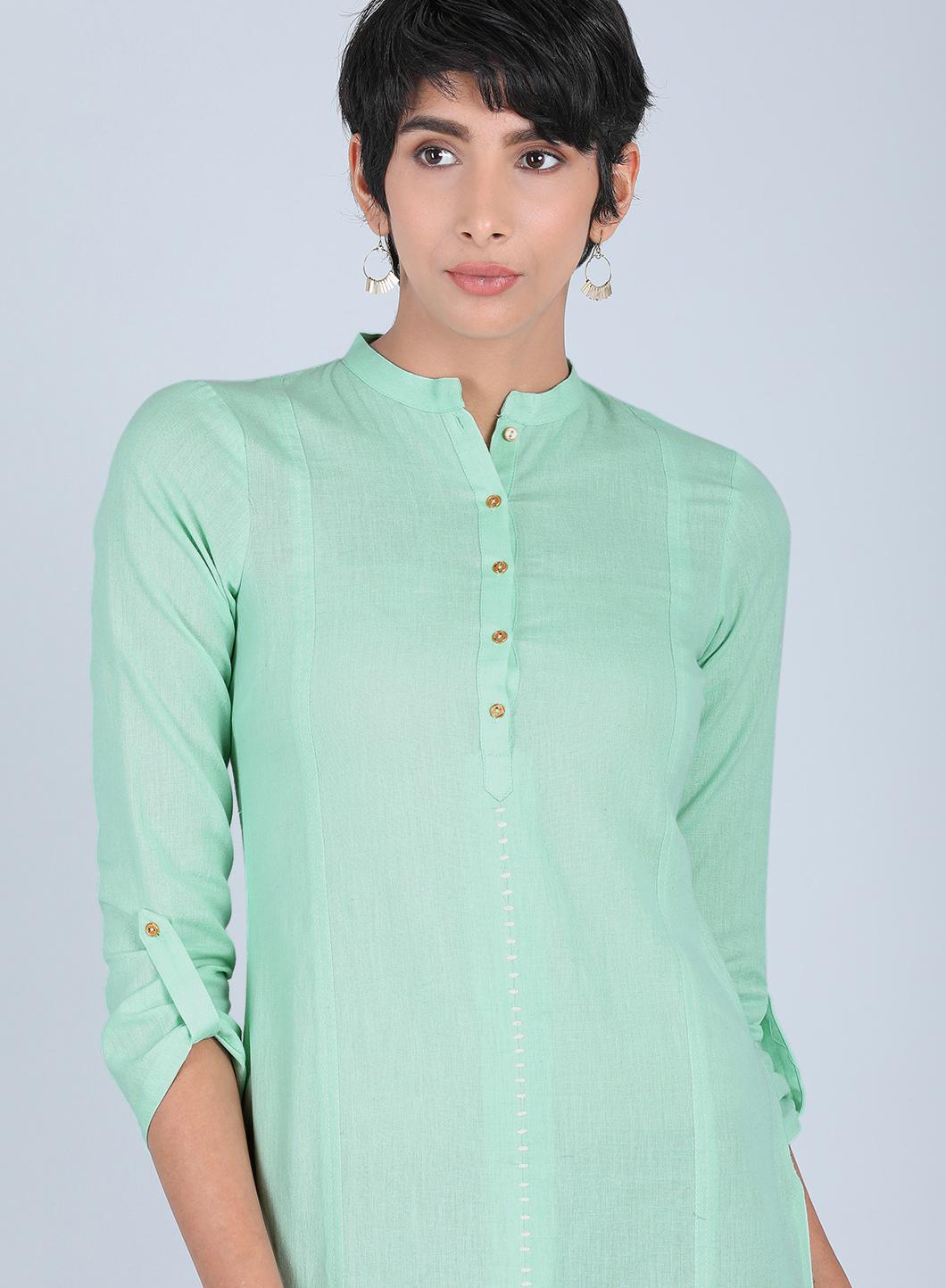 Green Mandarin Neck kurta