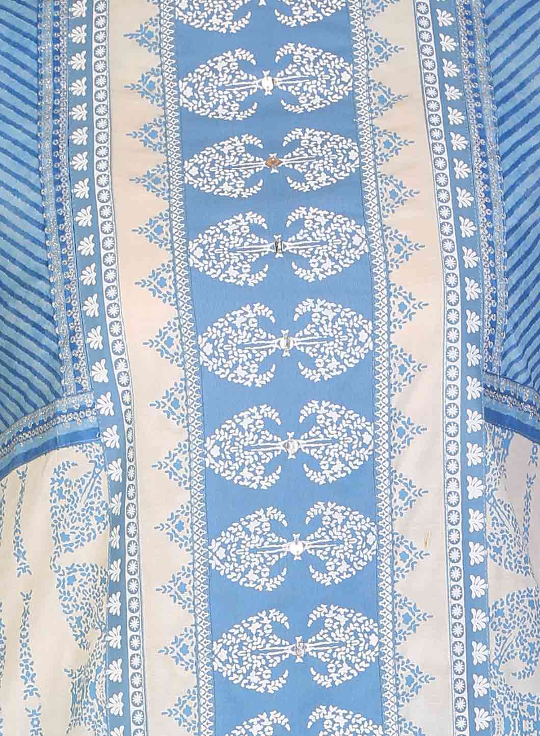 Blue Round Neck Printed kurta