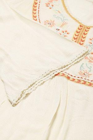 White Thread Embroidered Western Top - wforwoman