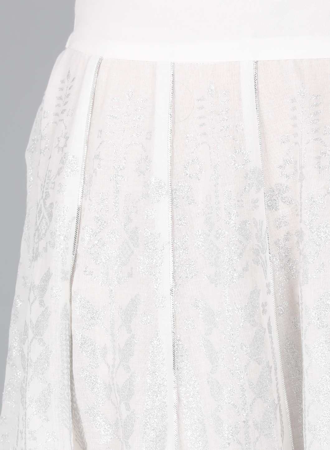 White Glittering Flared Skirt