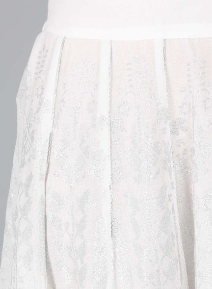 White Glittering Flared Skirt