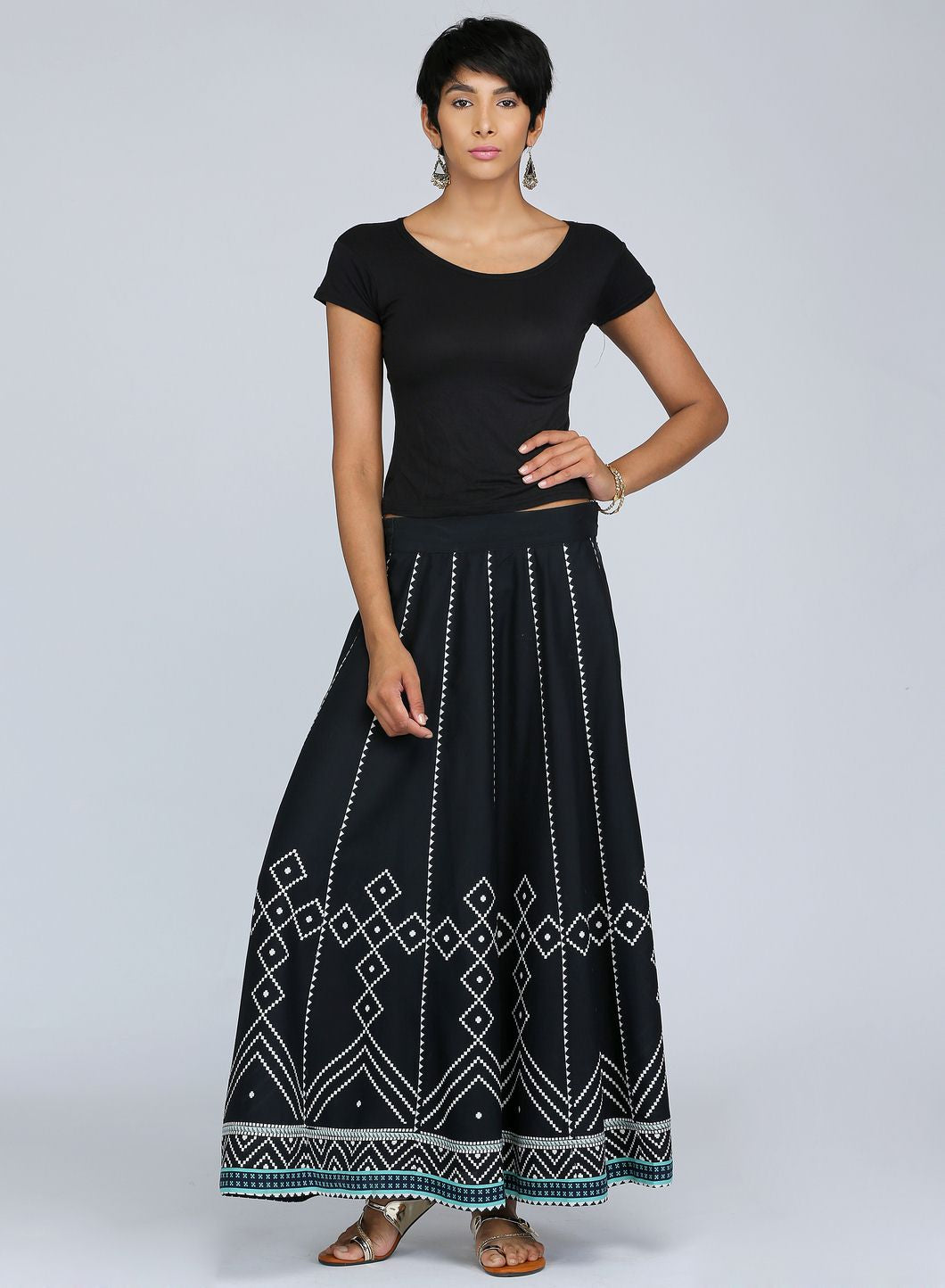 Black Printed Skirt