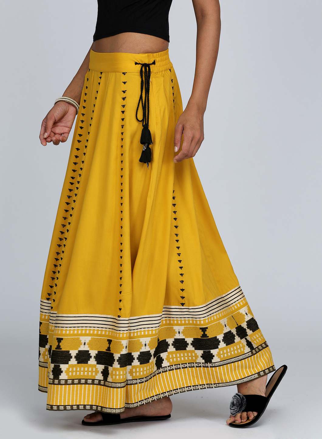 Yellow Embroidered Skirt